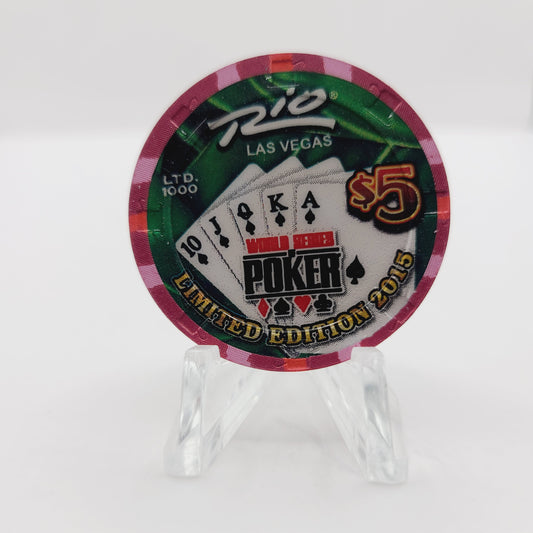Rio Hotel Casino Las Vegas Nevada 2015 WSOP "Spade Royal" $5 Casino Chip D1924  LTD1000