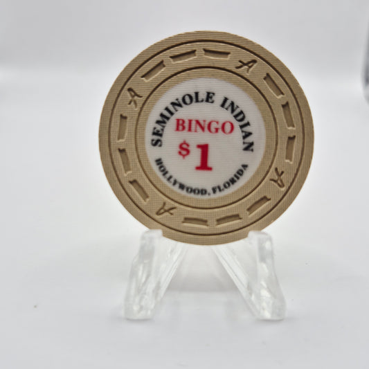Seminole Indian Bingo Casino Hollywood Florida $1 Casino Chip *UNC