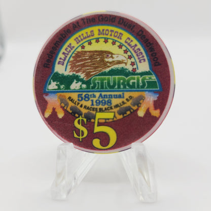 Gold Dust Casino and Hotel Deadwood South Dakota 1999 "Sturgis 2000 58th Anniversary" $5 Casino Chip