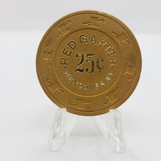 Red Garter Hotel Casino Wendover Nevada 1980 $.25 Casino Chip V3254