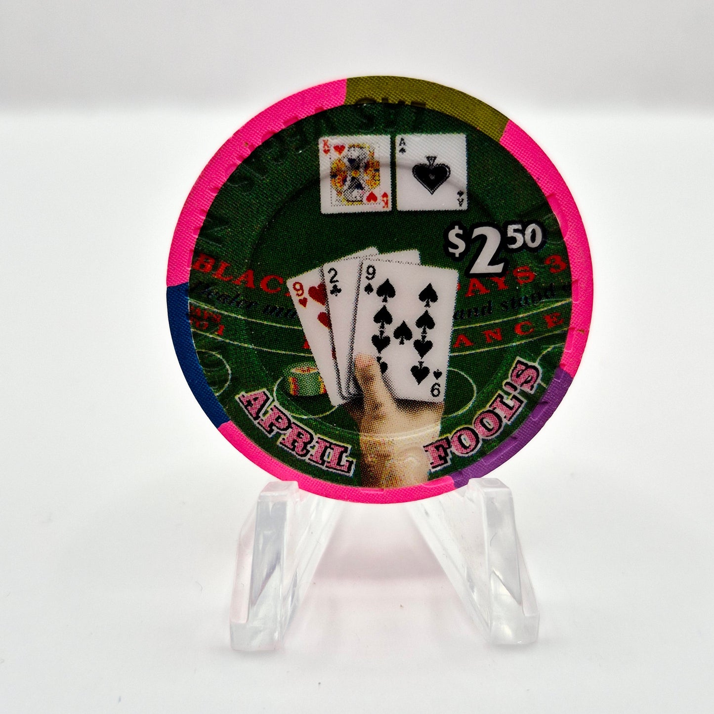 Riviera Hotel Casino Las Vegas Nevada 2001 'April Fools Blackjack Tournament' $2.50 Casino Chip V6728