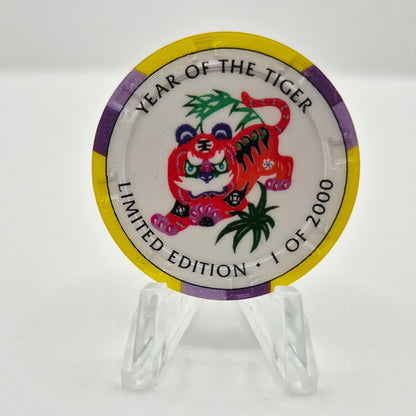 Crystal Park Casino Crystal City California 1996 Grand Opening 'Year of the Tiger' $5 Casino Chip