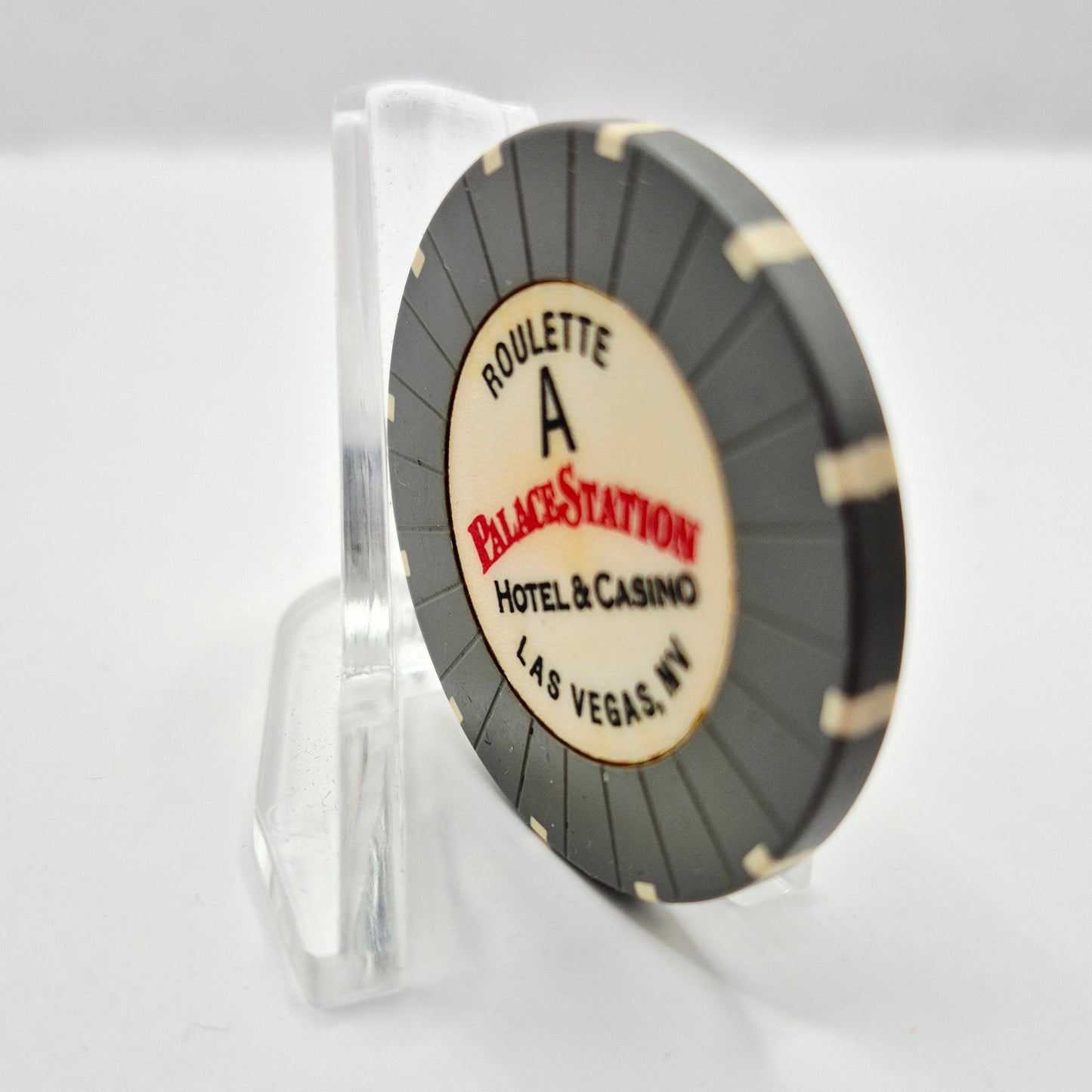 Palace Station Hotel Casino Las Vegas Nevada Gray Roulette Chip