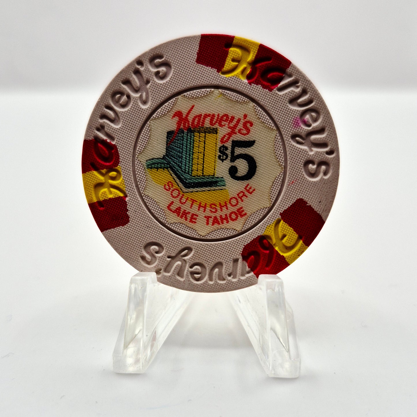 Harvey's "Wagon Wheel" Casino Lake Tahoe Nevada 1970's $5 Casino Chip N8570