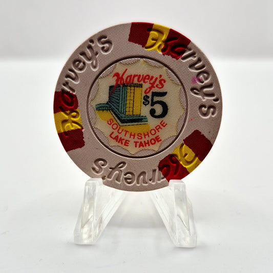 Harvey's "Wagon Wheel" Casino Lake Tahoe Nevada 1970's $5 Casino Chip N8570