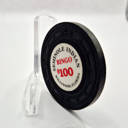 Seminole Indian Bingo Casino Hollywood Florida $100 Casino Chip CG006936