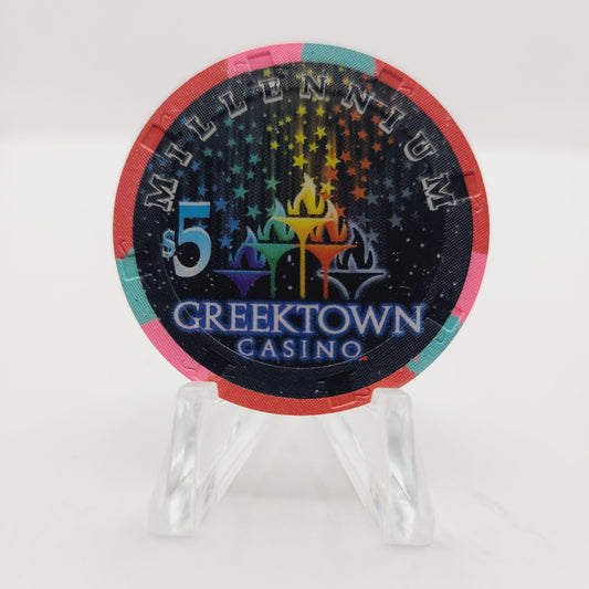 Greektown Casino Detroit Michigan "Millennium" 2000 $5 Casino Chip **UNC**