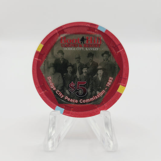 Boot Hill Casino Resort Dodge City Kansas "Dodge City Peace Commission 1883" 2022 $5 Casino Chip UNC