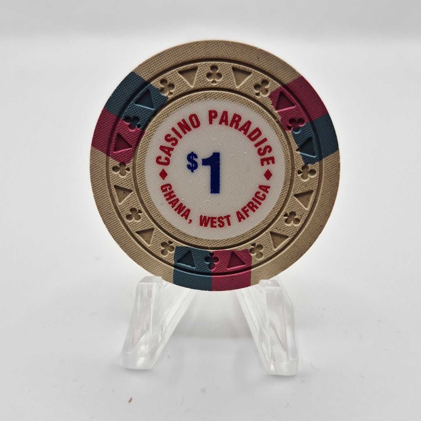 Casino Paradise Kuntanse Ghana West Africa $1 Casino Chip CG234496 *UNC