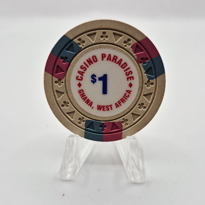 Casino Paradise Kuntanse Ghana West Africa $1 Casino Chip CG234496 *UNC