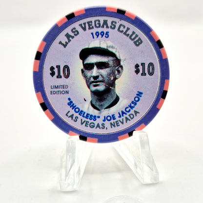 Las Vegas Club Casino Las Vegas Nevada 1995 'Shoeless Joe Jackson' $10 Casino Chip  N0442