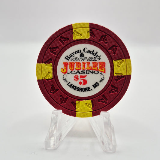 Jubilee Casino 'Bayou Caddy's' Lakeshore/ Greenville Mississippi $5 Casino Chip *Uncirculated