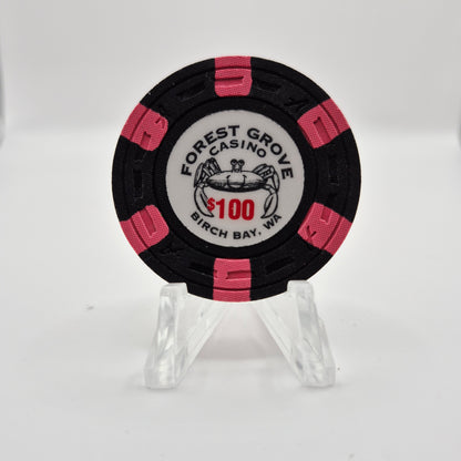 Forest Grove Casino 'Card Room' Birch Bay Washington $100 Casino Chip *UNC