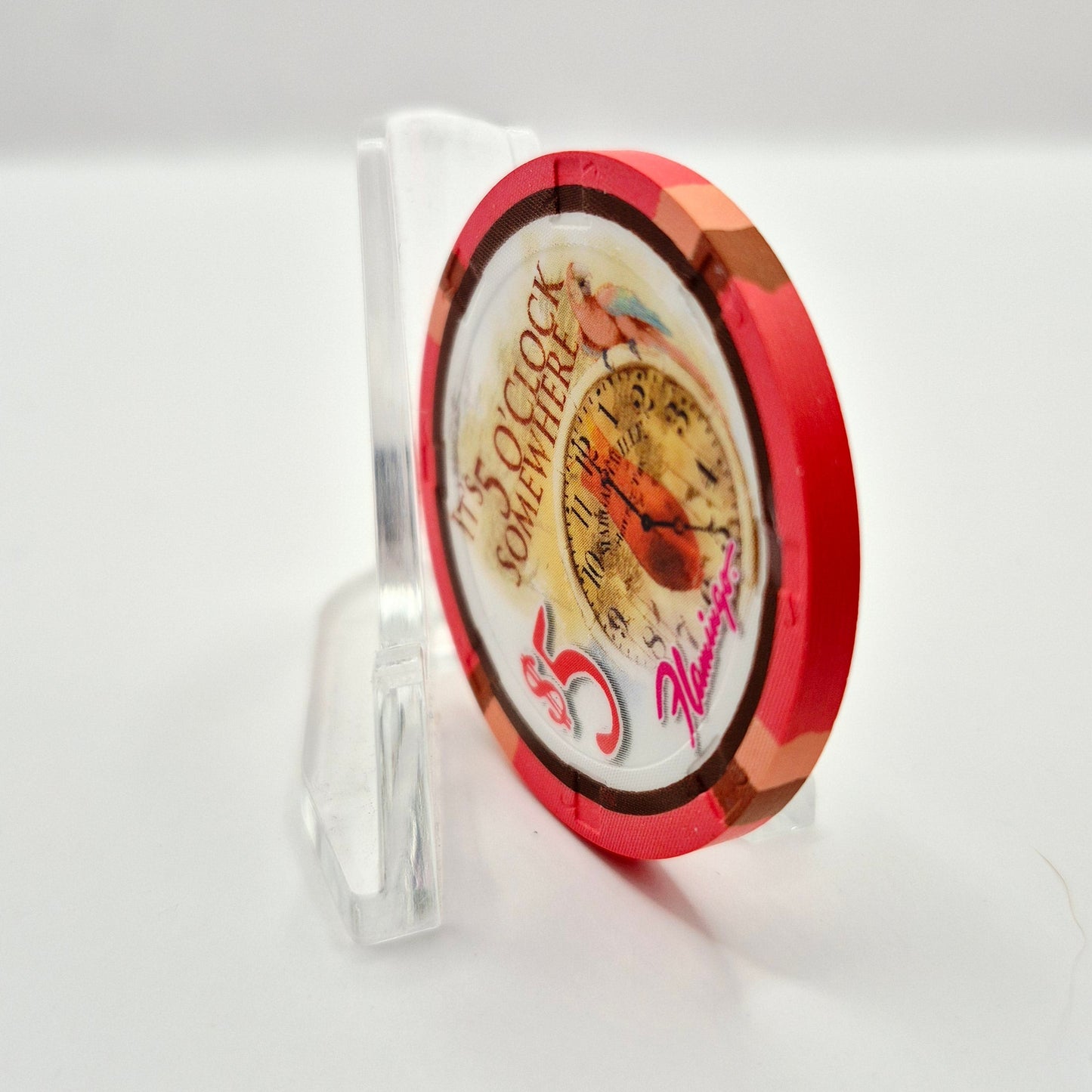 Flamingo Hotel Casino Las Vegas Nevada 2011 "It's 5 O'Clock Somewhere" $5 Casino Chip D0296