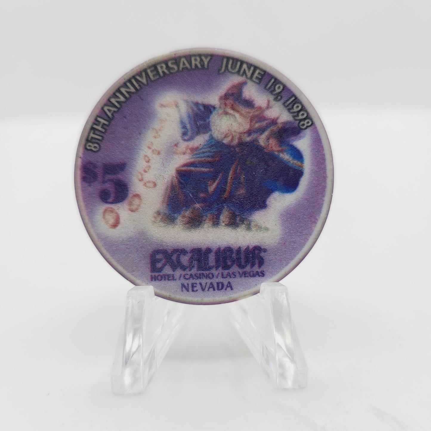 Excalibur Hotel Casino Las Vegas Nevada 1998 "8th Anniversary" $5 Casino Chip N9615