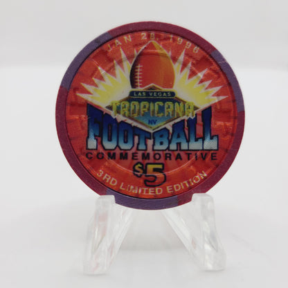 Tropicana Hotel Casino Las Vegas Nevada 1996 "Football Commemorative" $5 Casino Chip N1304