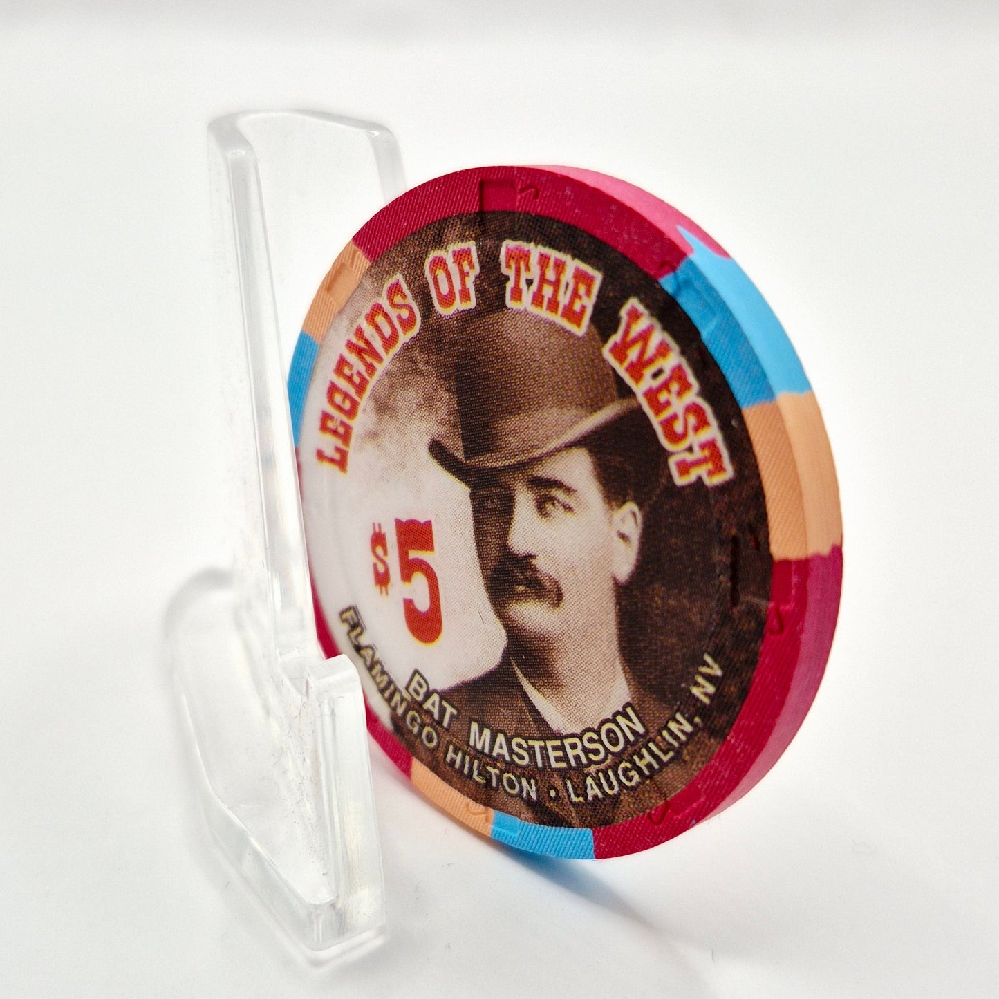 Flamingo Hilton Laughlin Nevada 1996 'Legends of the West - Bat Masterson' Series 8 LE $5 Casino Chip N8290