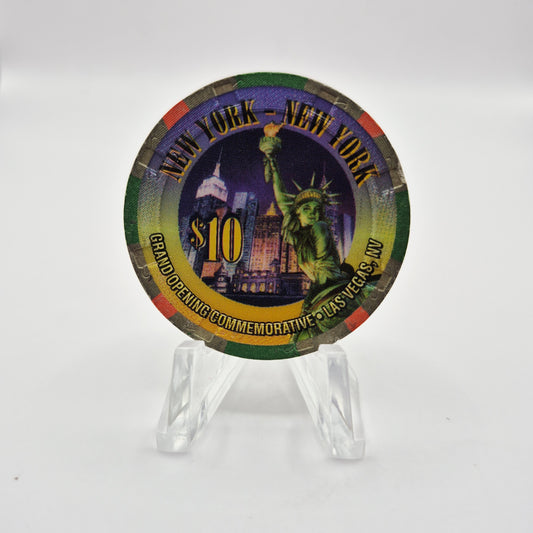 New York New York Hotel Casino Las Vegas Nevada 1997 "Grand Opening" $10 Casino Chip N8853