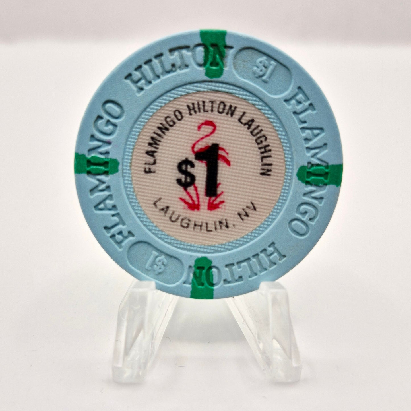 Flamingo Hilton Hotel Casino Laughlin Nevada 1990 $1 Casino Chip N3414 *Circulated