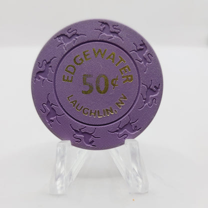 Edgewater Hotel Casino Laughlin Nevada 1995 $.50 Casino Chip N7811 *Lt  Purple