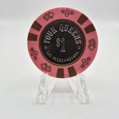 Four Queens Hotel and Casino Las Vegas NV $1 Casino Chip 1978 N1622 *light pink