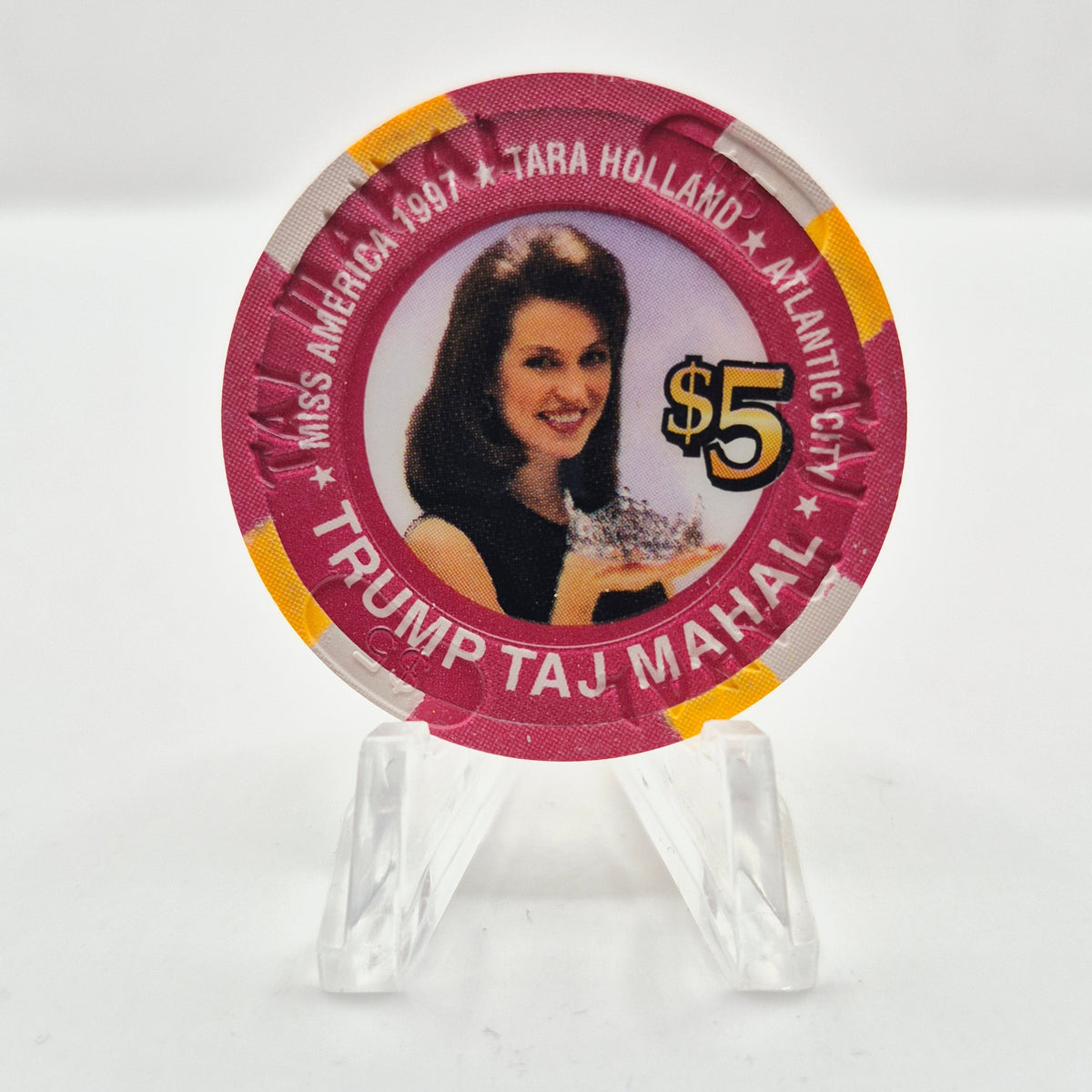 Trump Taj Mahal Hotel Casino "Miss America Tara Holland" 1997 $5 Casino Chip