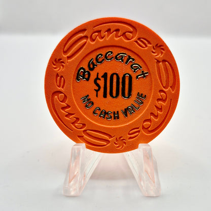 Sands Hotel Casino Las Vegas Nevada 1981 $100 Baccarat NCV Casino Chip E6748