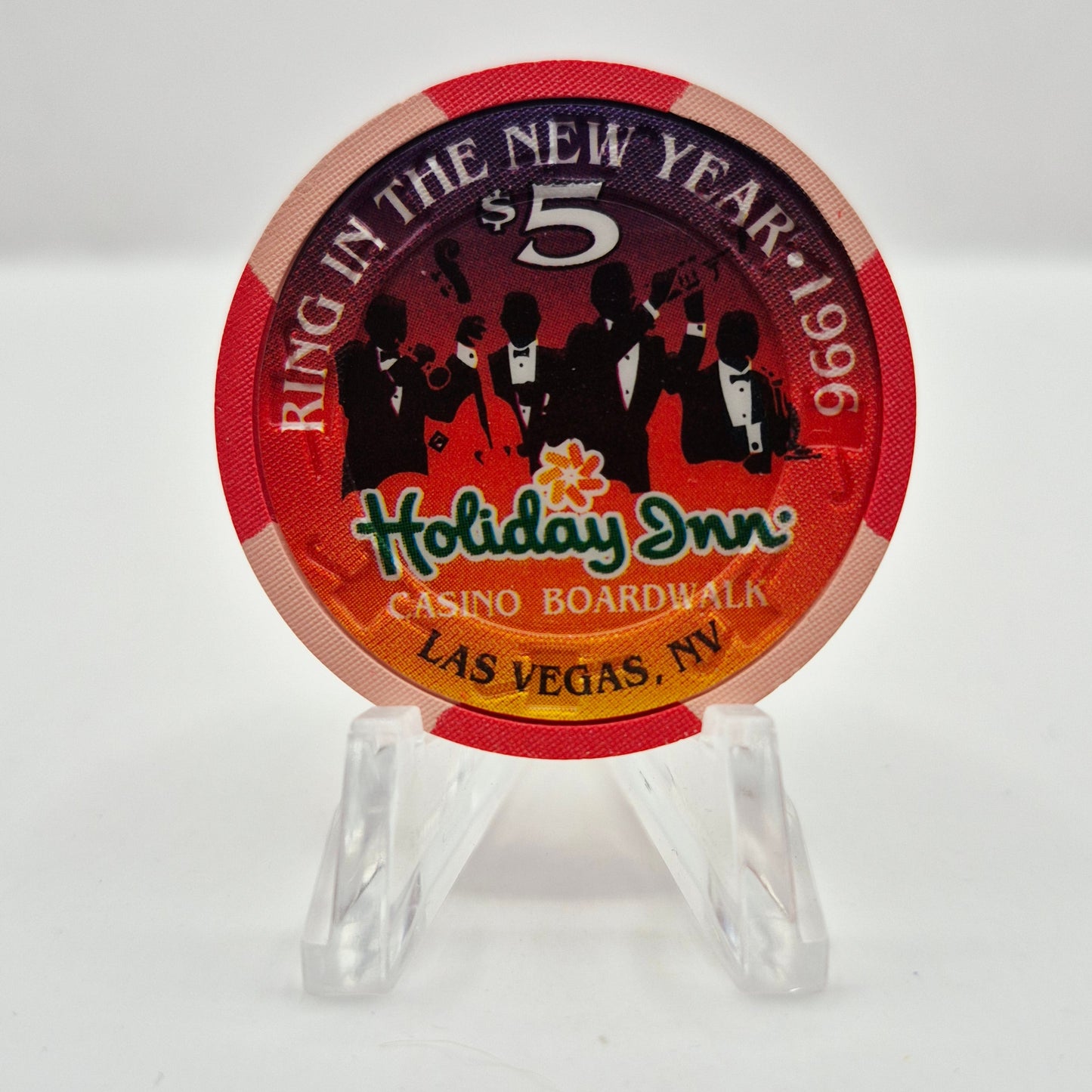 Holiday Inn Boardwalk Casino Las Vegas NV 1995 "Ring in the New Year $5 Casino Chip N2374