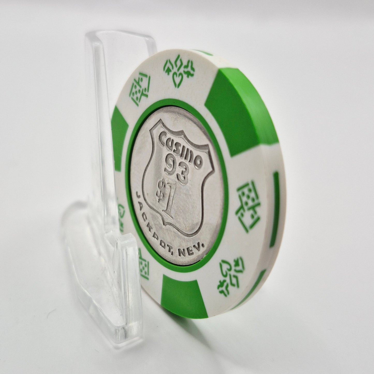 Casino 93 Jackpot Nevada 1980's $1 Coin Inlay Casino Chip N3189