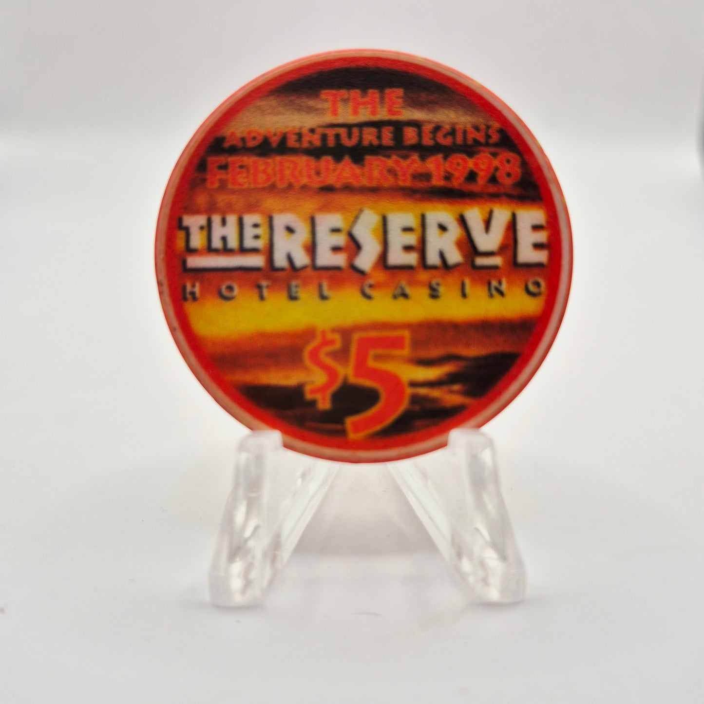 The Reserve Hotel Casino Henderson Nevada $5 "Grand Opening" Casino Chip 1998 V1394