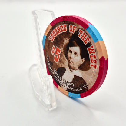 Flamingo Hilton Laughlin Nevada 1996 'Legends of the West - Belle Starr' Series 8 LE $5 Casino Chip N8283