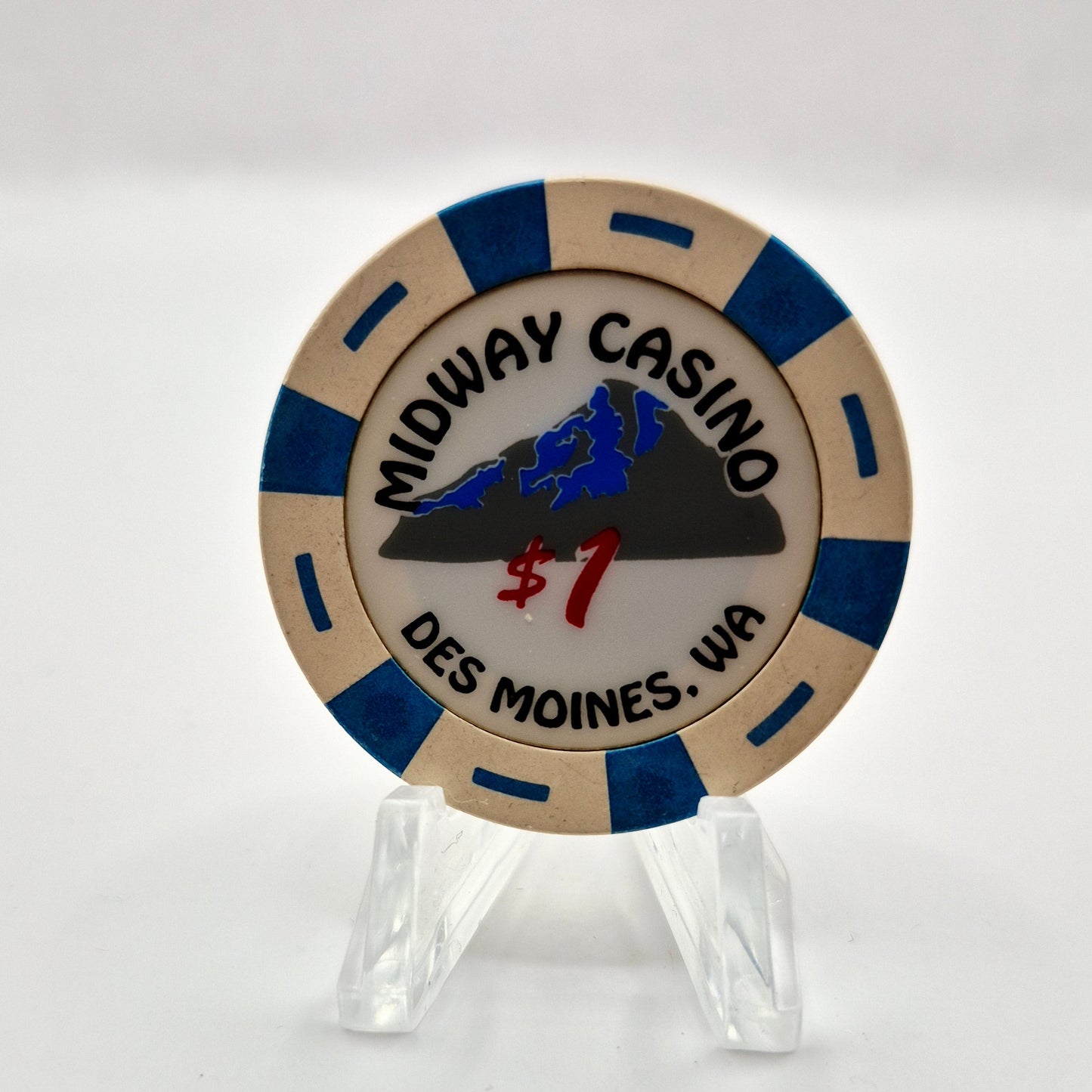Midway Casino Card Room Des Moines Washington $1 Casino Chip