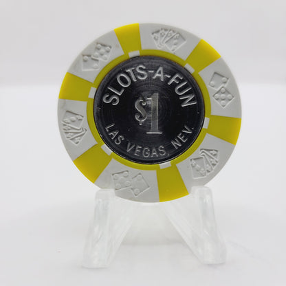 Slots-A-Fun Casino Las Vegas Nevada 1975 $1 Chip N0948.E (Rare) **E in Vegas a F on one side