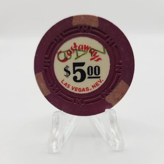 Castaways Casino Las Vegas Nevada 1960's $5 Casino Chip N1439.C (Canceled with ZAB)