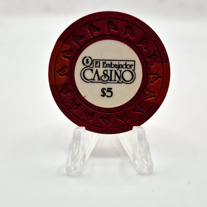 El Embajador Casino Santo Domingo Dominican Republic $5 Casino Chip CG212412