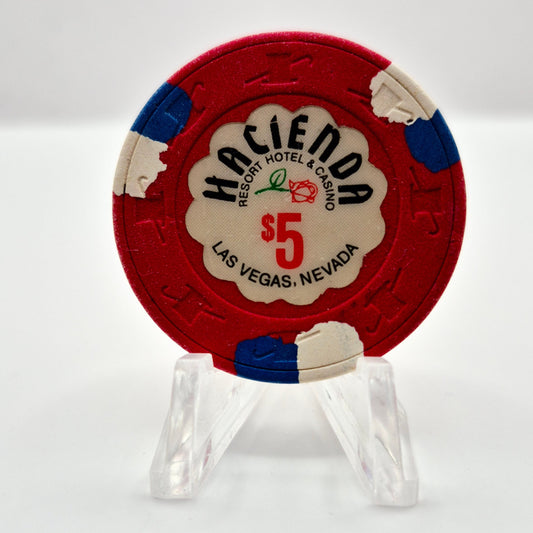 Hacienda Hotel Casino Las Vegas Nevada 1992 $5 Casino Chip N1738 *Worn