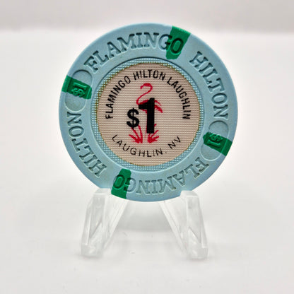 Flamingo Hilton Hotel Casino Laughlin Nevada 1990 $1 Casino Chip N3414 *Circulated