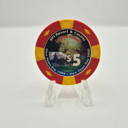 Avi Resort Casino Laughlin Nevada 'New Year's Eve 1999' $5 Casino Chip V3686