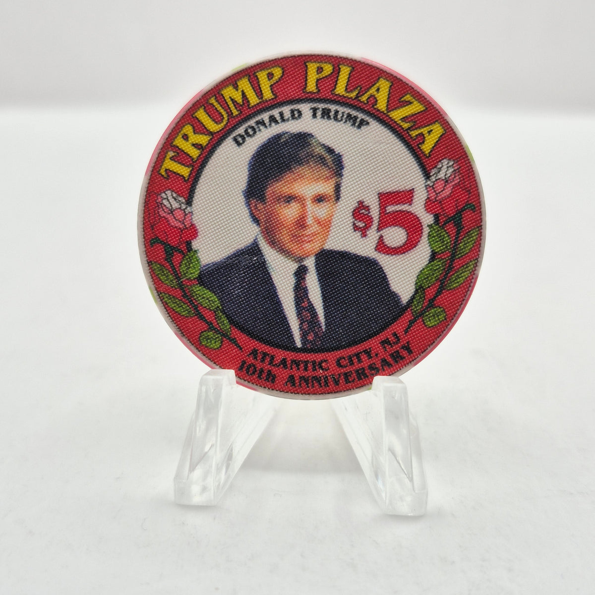 Trump Plaza Atlantic City New Jersey 10th anniversary $5 'Donald Trump' Casino Chip