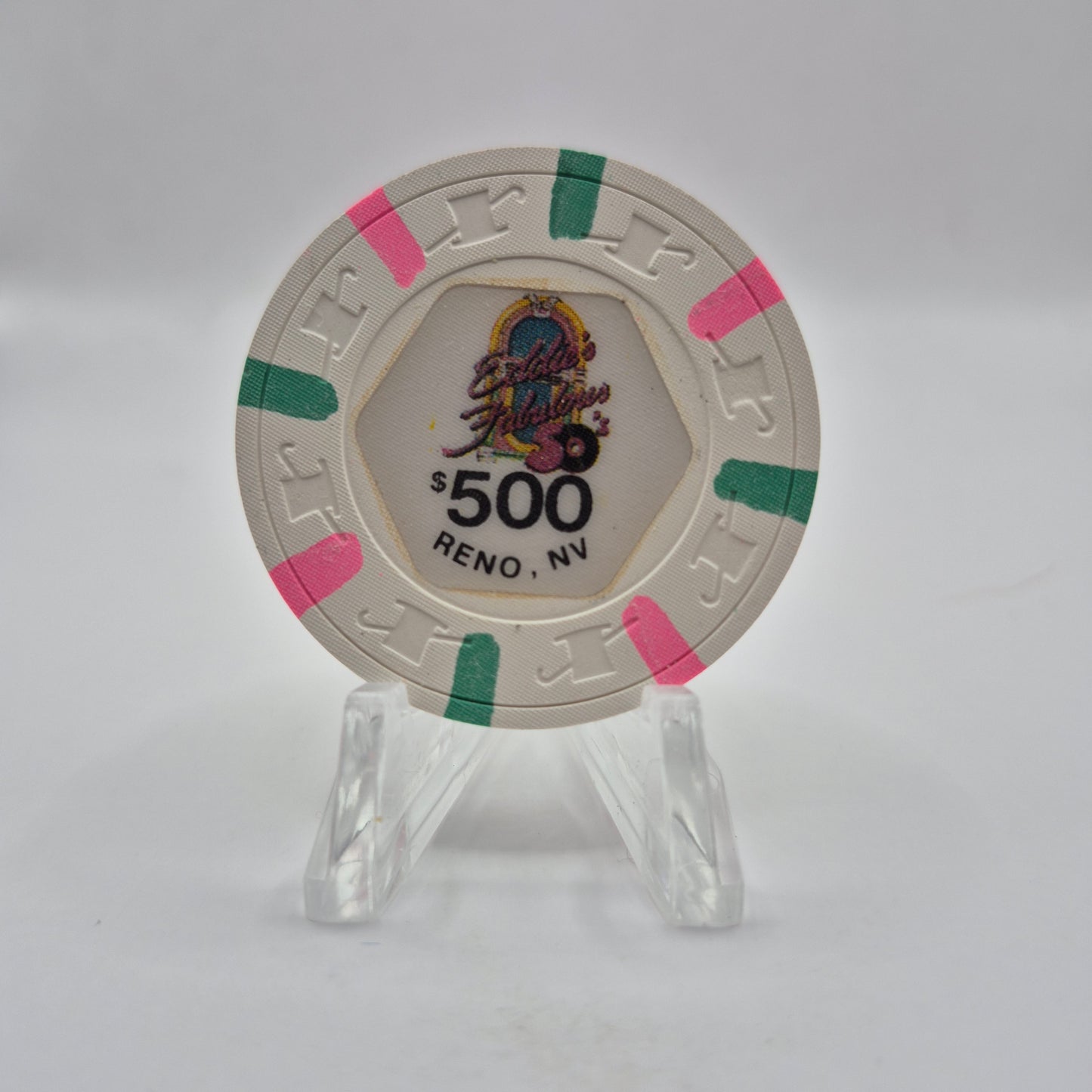 Eddie's Fabulous 50's Casino Reno NV 1980's  $500 Casino Chip N7127 *SHARP