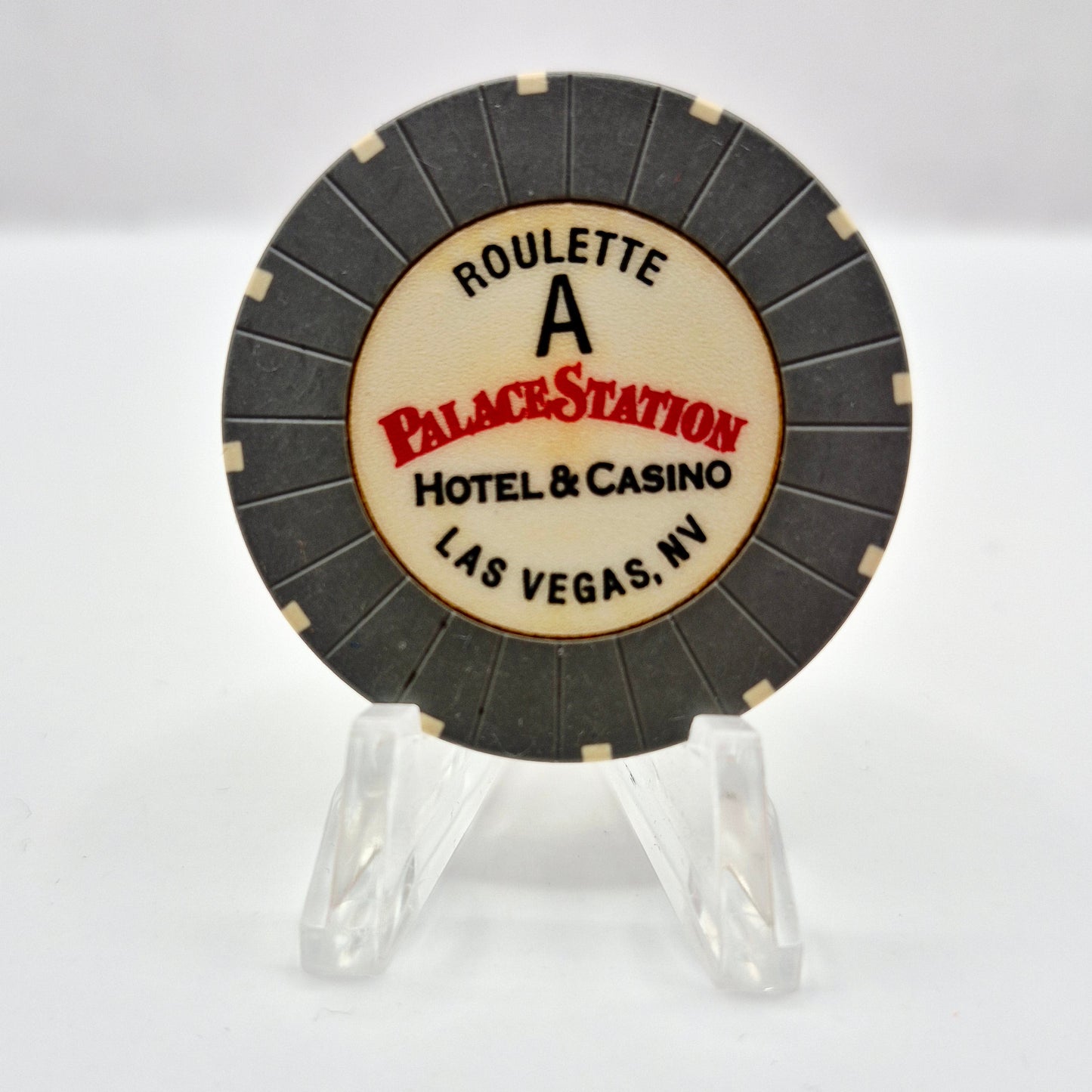 Palace Station Hotel Casino Las Vegas Nevada Gray Roulette Chip