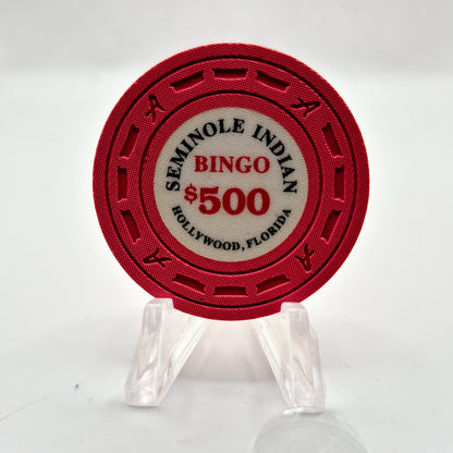 Seminole Indian Bingo Casino Hollywood Florida $500 Casino Chip CG016628