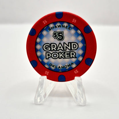 Grand Resort Casino Shawnee Oklahoma $5 'Poker Room' Casino Chip