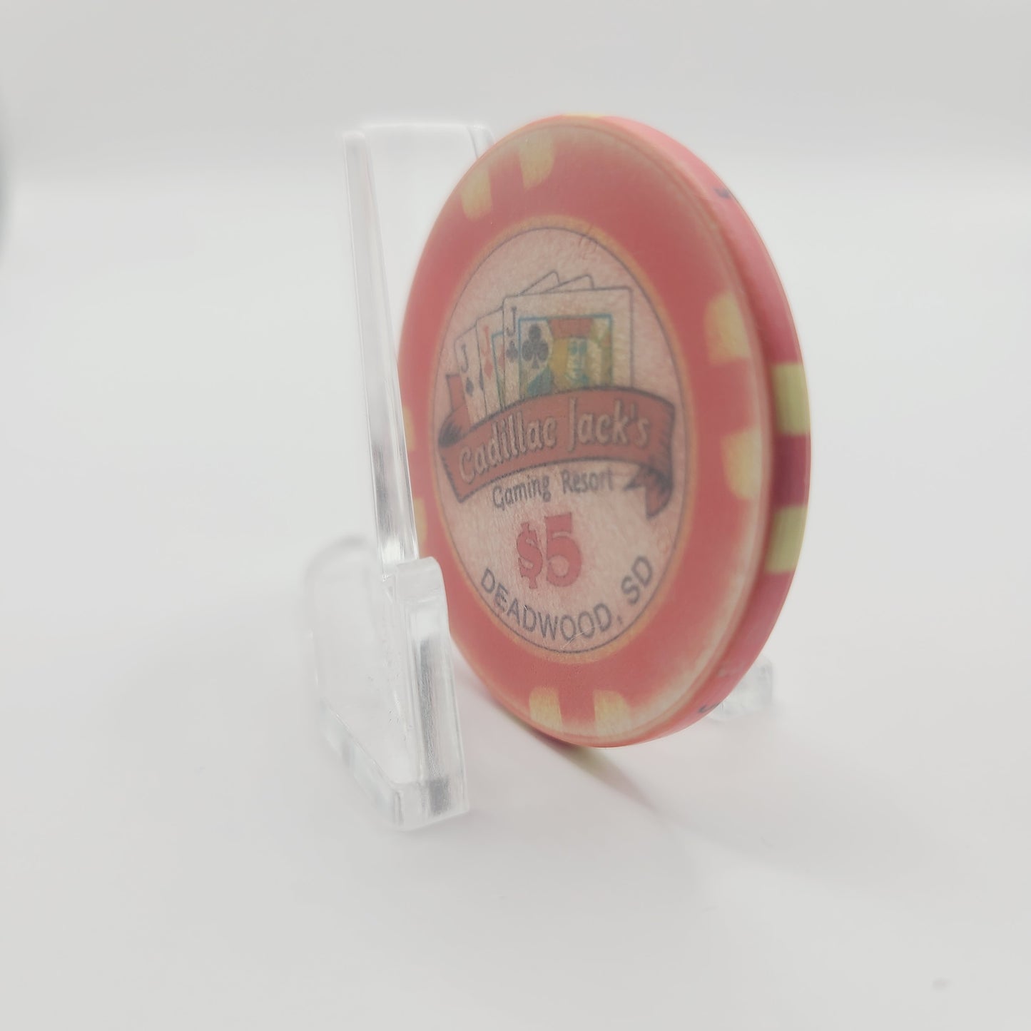 Cadillac Jack's Gaming Resort Casino Deadwood South Dakota 2015 $5 Casino Chip *Circulated