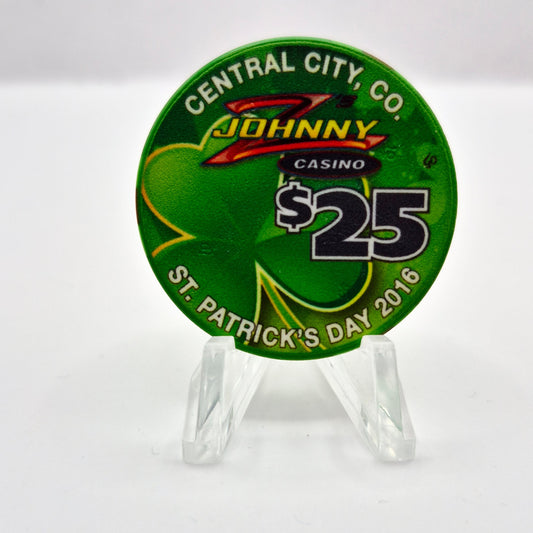 Johnny Z's Casino Central City Colorado 'St Patrick's Day 2016' $25 Casino Chip