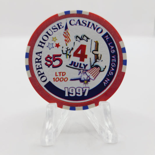 Opera House Casino Las Vegas Nevada 1997 July 4th $5 Casino Chip V1244 LMT 1000