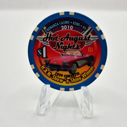 Bonanza Casino Reno Nevada 2010 'Hot August Nights' $1 Casino Chip E9783