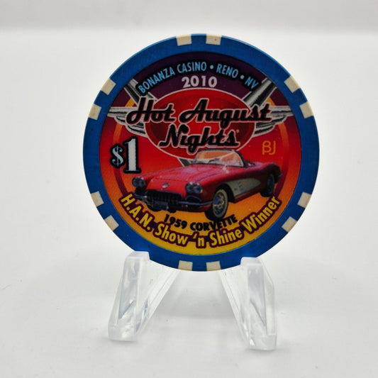 Bonanza Casino Reno Nevada 2010 'Hot August Nights' $1 Casino Chip E9783