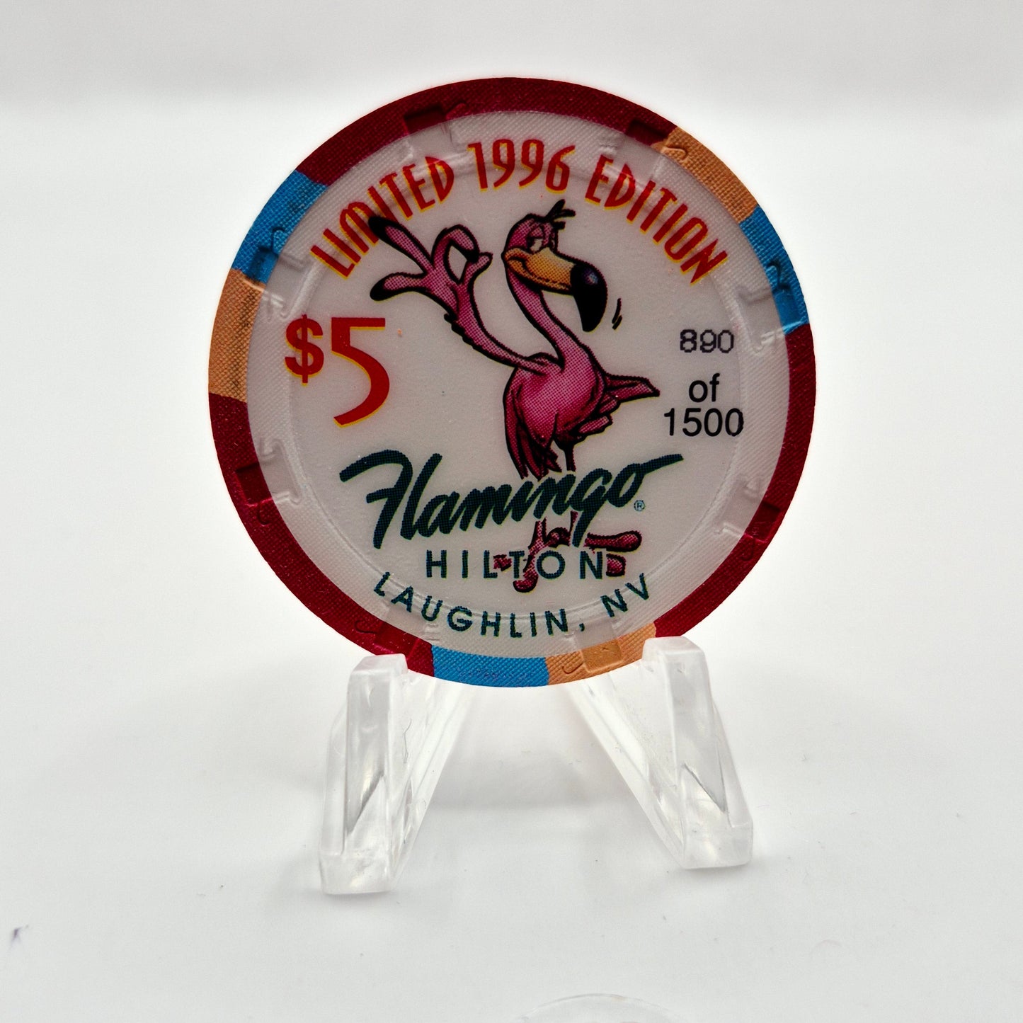 Flamingo Hilton Laughlin Nevada 1996 'Legends of the West - Jesse James' Series 8 LE $5 Casino Chip N8285