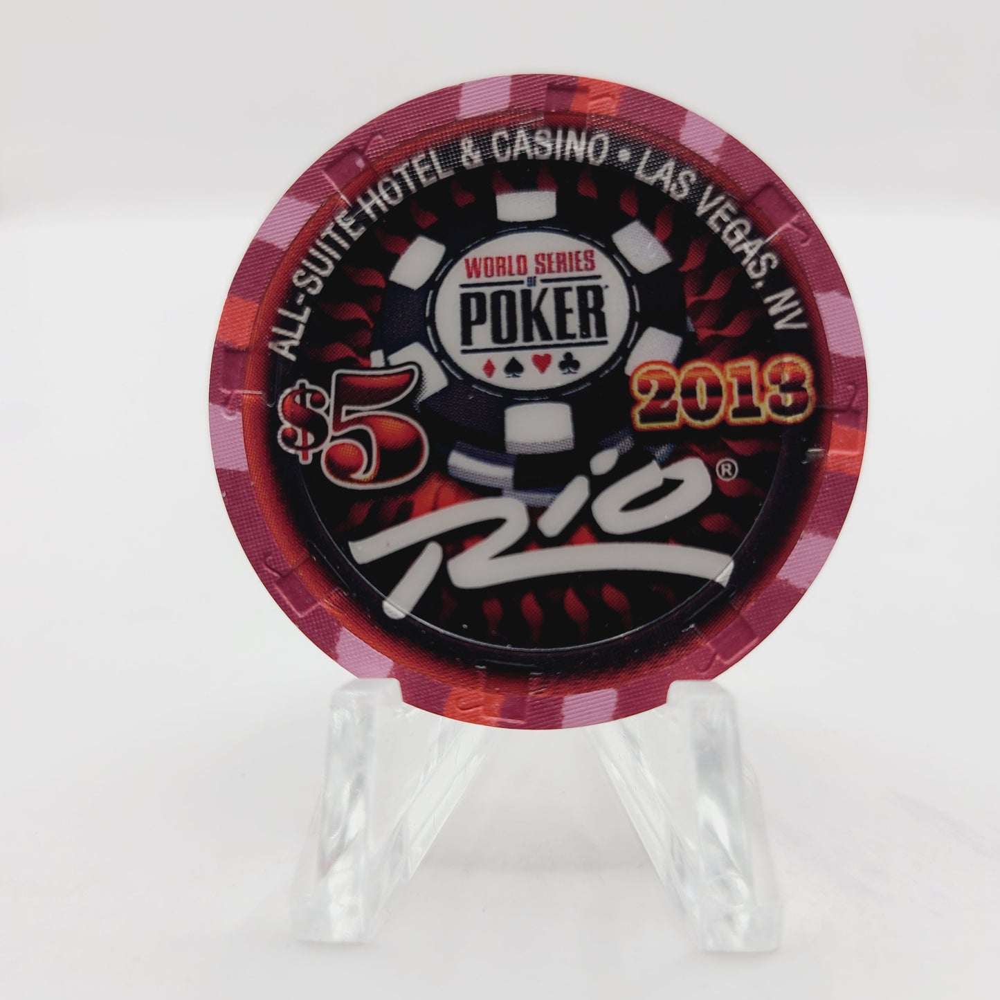 Rio Hotel Casino Las Vegas Nevada 2013 WSOP "Spade Royal Flush" $5 Casino chip D1114 LTD 1000